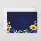 Royal Blue Rustic Sunflower Geometric Wedding RSVP Karte (Rückseite)