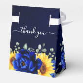 Royal Blue Rustic Sunflower Modern Brautparty F Geschenkschachtel (Rückseite)