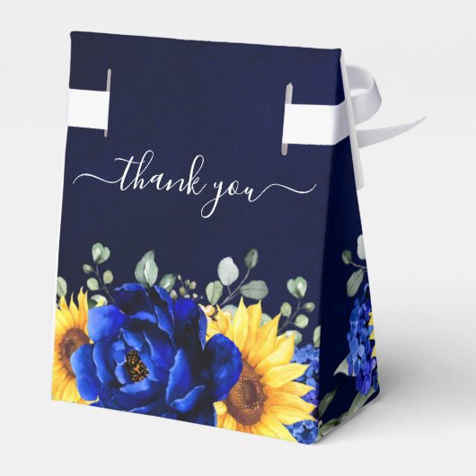 Royal Blue Rustic Sunflower Modern Brautparty F Geschenkschachtel (Rückseite)
