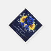 Royal Blue Rustic Sunflower Modern Brautparty N Serviette (Ecke)