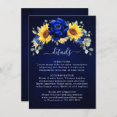 Royal Blue Rustic Sunflower Modern Wedding Details Begleitkarte (Vorne/Hinten)