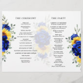 Royal Blue Rustic Sunflower Modern Wedding Program (Rückseite)