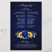 Royal Blue Rustic Sunflower Modern Wedding Program (Rückseite)