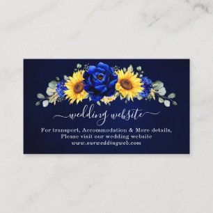 Royal Blue Rustic Sunflower Modern Wedding Website Begleitkarte