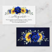 Royal Blue Rustic Sunflower Modern Wedding Website Begleitkarte (Vorne/Hinten)