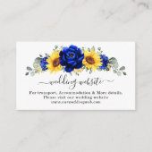 Royal Blue Rustic Sunflower Modern Wedding Website Begleitkarte (Vorderseite)