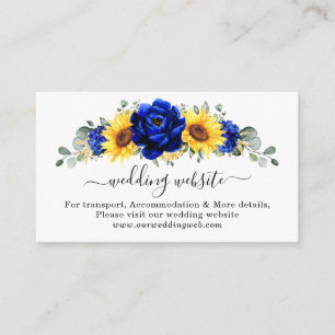 Royal Blue Rustic Sunflower Modern Wedding Website Begleitkarte