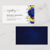 Royal Blue Rustic Sunflower Wedding Registry Begleitkarte (Vorne/Hinten)