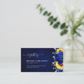 Royal Blue Rustic Sunflower Wedding Registry Enclo Begleitkarte (Stehend Vorderseite)