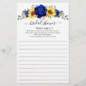 Royal Blue Rustic Sunflower Who I Game (Vorderseite)