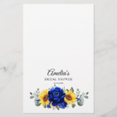 Royal Blue Rustic Sunflower Who I Game (Rückseite)