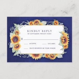 Royal Blue Rustic Wedding RSVP Cards