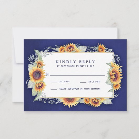 Royal Blue Rustic Wedding RSVP Cards (Vorderseite)
