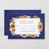 Royal Blue Rustic Wedding RSVP Cards (Vorne/Hinten)