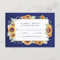 Royal Blue Rustic Wedding RSVP Cards