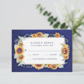 Royal Blue Rustic Wedding RSVP Cards Karte (Stehend Vorderseite)