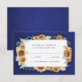 Royal Blue Rustic Wedding RSVP Cards Karte (Vorne/Hinten)