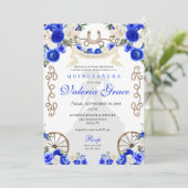 Royal Blue Rustic Western Charro Woman Quinceañera Einladung (Stehend Vorderseite)