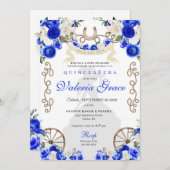 Royal Blue Rustic Western Charro Woman Quinceañera Einladung (Vorne/Hinten)