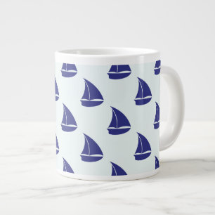 Royal Blue Sailboat Patches Jumbo-Tasse