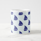 Royal Blue Sailboat Patches Jumbo-Tasse (Vorderseite)