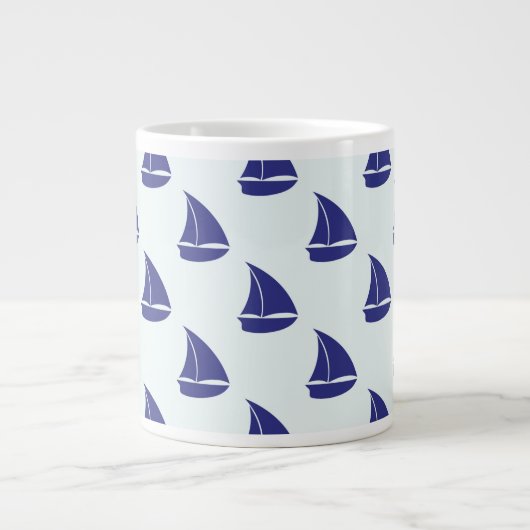 Royal Blue Sailboat Patches Jumbo-Tasse (Vorderseite)