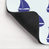 Royal Blue Sailboat Patches Mousepad (Ecke)