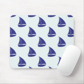 Royal Blue Sailboat Patches Mousepad (Mit Mouse)