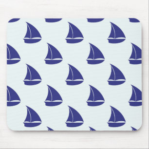 Royal Blue Sailboat Patches Mousepad