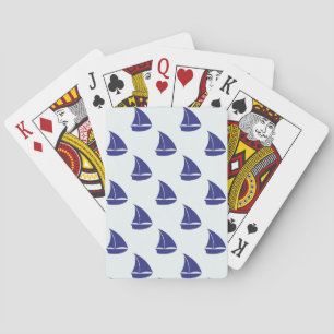 Royal Blue Sailboat Patches Spielkarten