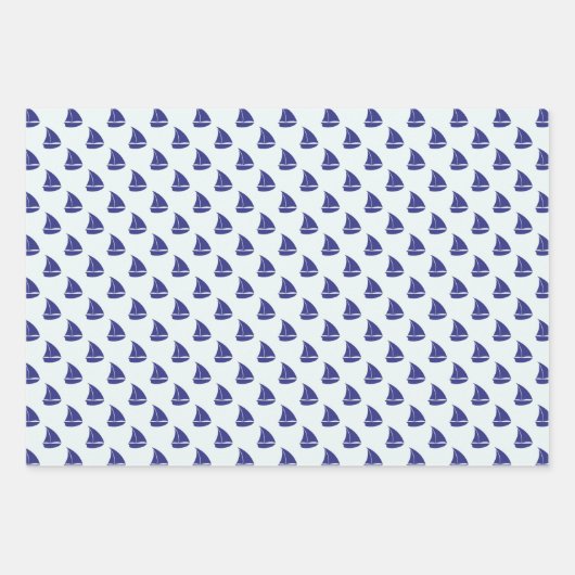 Royal Blue Sailboat Pattern Geschenkpapier Set (Vorderseite 2)