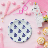Royal Blue Sailboat Pattern Pappteller (Party)