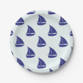 Royal Blue Sailboat Pattern Pappteller (Vorderseite)