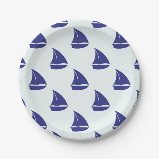 Royal Blue Sailboat Pattern Pappteller (Vorderseite)