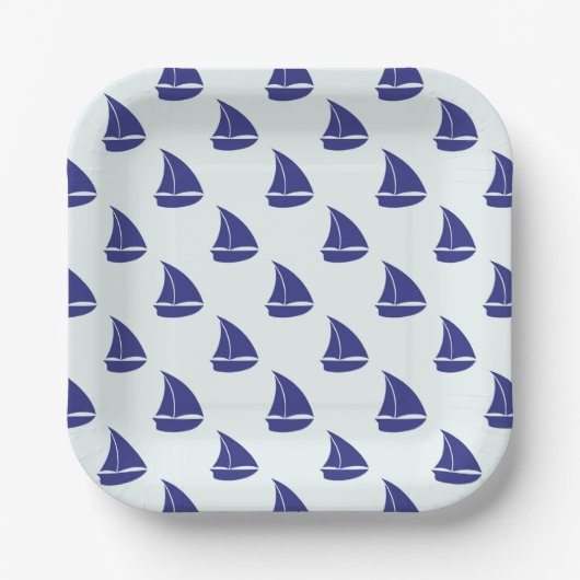 Royal Blue Sailboat Pattern Pappteller (Vorderseite)