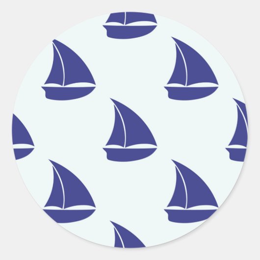 Royal Blue Sailboat Pattern Runder Aufkleber (Vorderseite)