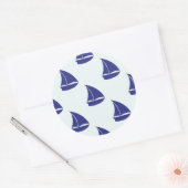 Royal Blue Sailboat Pattern Runder Aufkleber (Umschlag)