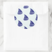 Royal Blue Sailboat Pattern Runder Aufkleber (Tasche)