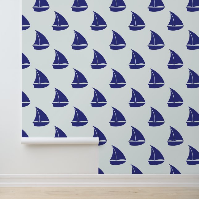 Royal Blue Sailboat Pattern Tapete (Anwendung)