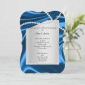 ROYAL BLUE SATIN, DIAMOND ELEGANT CLASSY WEDY EINLADUNG (Stehend Vorderseite)