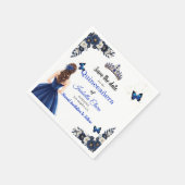 Royal Blue Schmetterling Quinceañera Save-the-Date Serviette (Ecke)