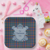 Royal Blue Scottish Tartan,Family Crest,red,blue Pappteller (Party)