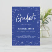 Royal Blue Script Graduate Math Abschluss Einladung (Stehend Vorderseite)