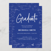 Royal Blue Script Graduate Math Abschluss Einladung (Vorne/Hinten)