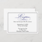 Royal Blue Script Reception Details Card Begleitkarte (Vorne/Hinten)