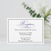 Royal Blue Script Reception Details Card Begleitkarte (Stehend Vorderseite)