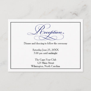Royal Blue Script Reception Details Card Begleitkarte