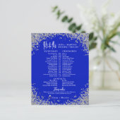 Royal Blue Script Text Wedding Day Timeline (Stehend Vorderseite)