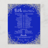 Royal Blue Script Text Wedding Day Timeline (Rückseite)