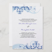 Royal Blue Scroll Fleurish Wedding Einladung (Vorderseite)